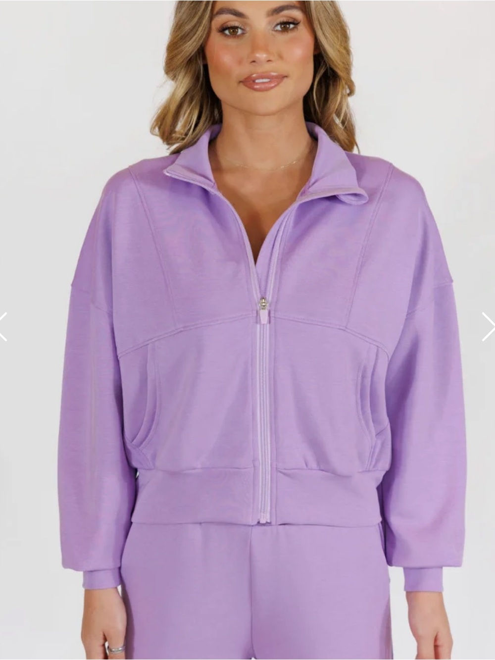Salt Project Soft Lilac Cloud Form Full Zip Athleisure Workout Jacket New